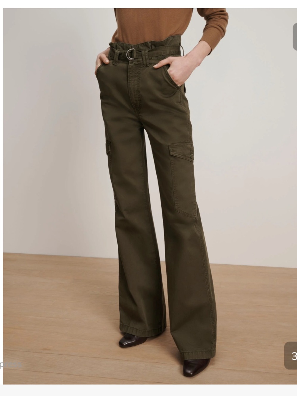 Veronica Beard Damara Cotton Wide-Leg Cargo Pants Sz 29 Cypress Green NWT - Picture 3 of 14